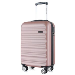 20-Inch Carry-on Luggage with Spinner Wheels and TSA Lock, Airline Approved Lightweight Hardside Suitcase for Travel, Hardshell Suit Case, 20", Rose Gold 20-Inch Carry-on Luggage with Spinner Wheels and TSA Lock, Airline Approved Lightweight Hardside Suitcase for Travel, Hardshell Suit Case, 20", Rose Gold