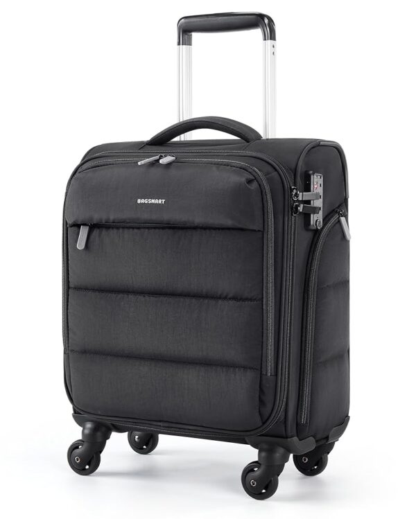 BAGSMART Underseat Carry on Luggage with Wheels, 16-inch Underseat Travel Luggage with PVC Wet/Dry Pockets, Lightweight Soft Personal Item Suitcase for Short Trip, Black BAGSMART Underseat Carry on Luggage with Wheels, 16-inch Underseat Travel Luggage with PVC Wet/Dry Pockets, Lightweight Soft Personal Item Suitcase for Short Trip, Black