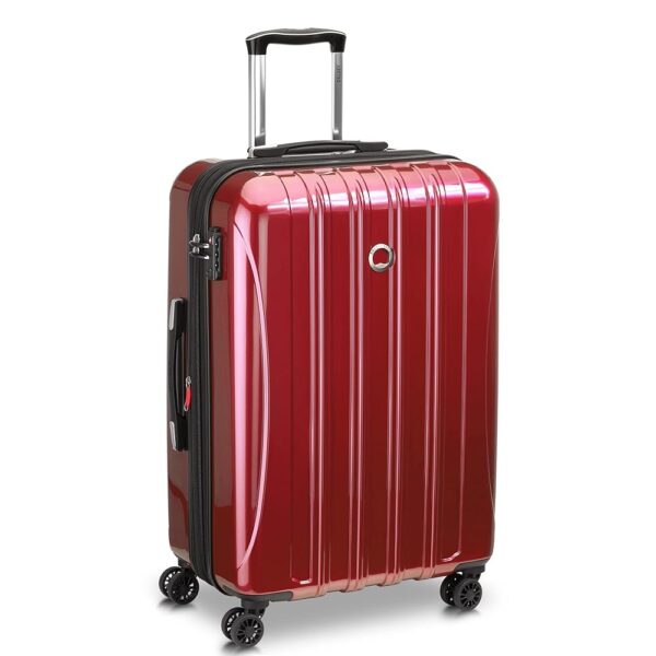 DELSEY PARIS Helium Aero Hardside Expandable Luggage with Spinner Wheels, Brick Red, Checked-Medium 25 Inch
