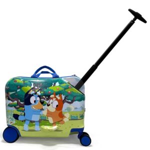 Fast Forward Kids Hardside Ride on Luggage for Kids 18" Suitcase Cute Lightweight Travel Trolly (Bluey) Fast Forward Kids Hardside Ride on Luggage for Kids 18" Suitcase Cute Lightweight Travel Trolly (Bluey)