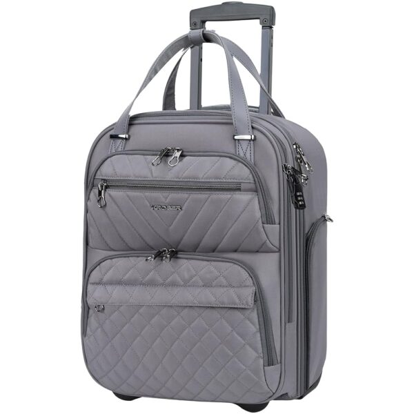 KROSER Carry On Underseat Multi-functional, 16-inch Underseater Lightweight Overnight Suitcase for Men Women, Grey KROSER Carry On Underseat Multi-functional, 16-inch Underseater Lightweight Overnight Suitcase for Men Women, Grey