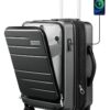 LUGGEX Carry On Luggage 22x14x9 Airline Approved, Expandable Polycarbonate Suitcase with Front Pocket and USB Port (Charcoal Metallic, 20 Inch, 36.1L) LUGGEX Carry On Luggage 22x14x9 Airline Approved, Expandable Polycarbonate Suitcase with Front Pocket and USB Port (Charcoal Metallic, 20 Inch, 36.1L)
