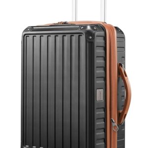 LUGGEX Carry On Luggage 22x14x9 Airline Approved, PC Expandable Hard Shell Suitcases with Spinner Wheels, 20 Inch, Brown Black LUGGEX Carry On Luggage 22x14x9 Airline Approved, PC Expandable Hard Shell Suitcases with Spinner Wheels, 20 Inch, Brown Black