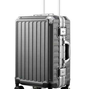 LUGGEX Zipperless Luggage with Spinner Wheels, Polycarbonate Aluminum Hard Shell Suitcase, Carry On 20 Inch, Charcoal Metallic LUGGEX Zipperless Luggage with Spinner Wheels, Polycarbonate Aluminum Hard Shell Suitcase, Carry On 20 Inch, Charcoal Metallic