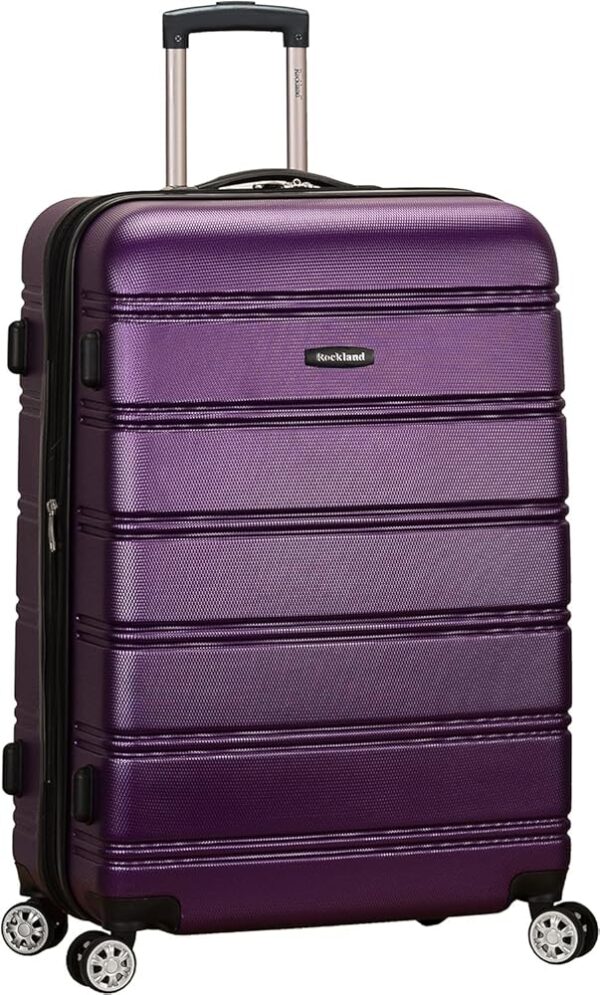 Rockland Melbourne Hardside Expandable Luggage with Spinner Wheels, Purple 24", Checked Medium 24" Rockland Melbourne Hardside Expandable Luggage with Spinner Wheels, Purple 24", Checked Medium 24"