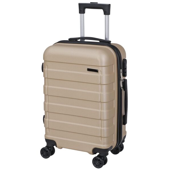 SUPER DEAL 21 Inch Expandable Suitcase Hardside Carry On Travel Luggage with Spinner Wheels Height Adjustable Handle, Champagne