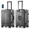 UrbanExporer Carry On Suitcase 22x14x9 Airline Approved, 20In TSA Approved Carry On Suitcase with Cup Holder Carry On Suitcases with Spinner Wheels, Black