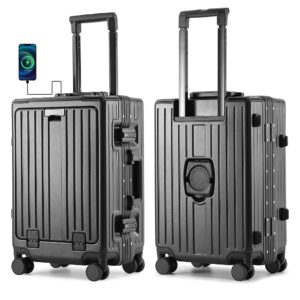 UrbanExporer Carry On Suitcase 22x14x9 Airline Approved, 20In TSA Approved Carry On Suitcase with Cup Holder Carry On Suitcases with Spinner Wheels, Black UrbanExporer Carry On Suitcase 22x14x9 Airline Approved, 20In TSA Approved Carry On Suitcase with Cup Holder Carry On Suitcases with Spinner Wheels, Black