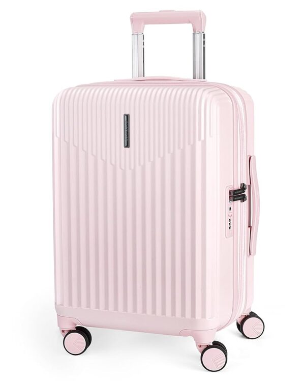 BAGSMART Carry On Luggage 22x14x9 Airline Approved with Spinner Wheels,100% PC Hardside Expandable Luggage with TSA Lock for Trips, 20 Inch Rolling Suitcases for Men Women,Pink BAGSMART Carry On Luggage 22x14x9 Airline Approved with Spinner Wheels,100% PC Hardside Expandable Luggage with TSA Lock for Trips, 20 Inch Rolling Suitcases for Men Women,Pink