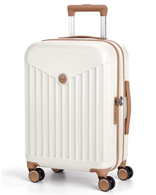 BAGSMART Hardside Expandable Luggage With Spinner Wheels, PC Lightweight Carry-On Luggage Airline Approved With TSA Lock, Durable Women Travel Suitcase Carry On 20 Inch, Beige