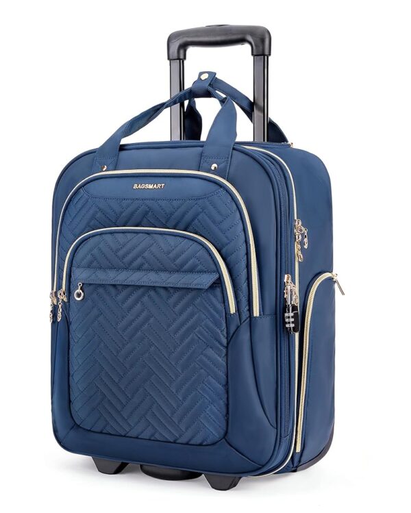 BAGSMART Underseat Carry On Luggage Airline approved,16-inch Underseater Softside Travel Suitcase with Wheels Lightweight Overnight Rolling Carry-on Luggage for Women Men...