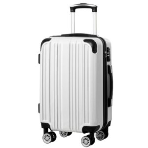 Coolife Luggage Expandable(only 28") Suitcase PC+ABS Spinner 20in 24in 28in Carry on (white grid new, S(20in)_carry on) Coolife Luggage Expandable(only 28") Suitcase PC+ABS Spinner 20in 24in 28in Carry on (white grid new, S(20in)_carry on)