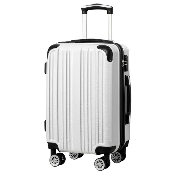 Coolife Luggage Expandable(only 28") Suitcase PC+ABS Spinner 20in 24in 28in Carry on (white grid new, S(20in)_carry on) Coolife Luggage Expandable(only 28") Suitcase PC+ABS Spinner 20in 24in 28in Carry on (white grid new, S(20in)_carry on)