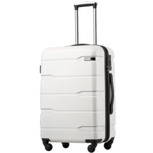 Coolife Luggage Expandable(only 28") Suitcase PC+ABS Spinner Built-In TSA lock 20in 24in 28in Carry on (white, L(28in).) Coolife Luggage Expandable(only 28") Suitcase PC+ABS Spinner Built-In TSA lock 20in 24in 28in Carry on (white, L(28in).)