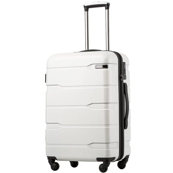 Coolife Luggage Expandable(only 28") Suitcase PC+ABS Spinner Built-In TSA lock 20in 24in 28in Carry on (white, L(28in).) Coolife Luggage Expandable(only 28") Suitcase PC+ABS Spinner Built-In TSA lock 20in 24in 28in Carry on (white, L(28in).)