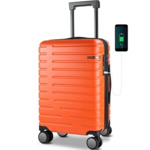 EMPSIGN Carry On Luggage with Spinner Wheels, Hard Shell Carry-On Suitcase 21x14x9 Airline Approved & Built-in TSA Lock, Durable Travel Rolling Suitcase, Carry-On 20-Inch, Orange EMPSIGN Carry On Luggage with Spinner Wheels, Hard Shell Carry-On Suitcase 21x14x9 Airline Approved & Built-in TSA Lock, Durable Travel Rolling Suitcase, Carry-On 20-Inch, Orange