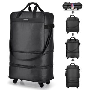 Hanke Suitcases with Wheels Expandable Foldable Luggage Bag Suitcase Collapsible Rolling Travel Bag Duffel Bag for Men Women Lightweight Suitcases without Telescoping Handle, Black Hanke Suitcases with Wheels Expandable Foldable Luggage Bag Suitcase Collapsible Rolling Travel Bag Duffel Bag for Men Women Lightweight Suitcases without Telescoping Handle, Black