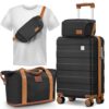 imiomo Carry on Luggage 22x14x9 Airline Approved with Satchel Bag, Hardside 20 Inch Carry-on Suitcases with Spinner Wheels and TSA Lock, Black imiomo Carry on Luggage 22x14x9 Airline Approved with Satchel Bag, Hardside 20 Inch Carry-on Suitcases with Spinner Wheels and TSA Lock, Black