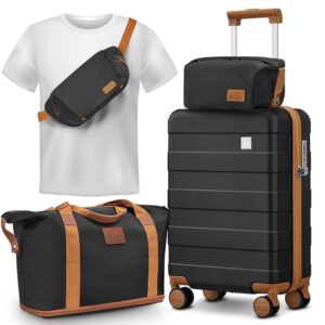 imiomo Carry on Luggage 22x14x9 Airline Approved with Satchel Bag, Hardside 20 Inch Carry-on Suitcases with Spinner Wheels and TSA Lock, Black imiomo Carry on Luggage 22x14x9 Airline Approved with Satchel Bag, Hardside 20 Inch Carry-on Suitcases with Spinner Wheels and TSA Lock, Black