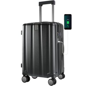 KROSER Hardside Expandable Carry On Luggage with Spinner Wheels & Built-in TSA Lock, Durable Suitcase Rolling Luggage with USB Port, Carry-On 20-Inch, Black KROSER Hardside Expandable Carry On Luggage with Spinner Wheels & Built-in TSA Lock, Durable Suitcase Rolling Luggage with USB Port, Carry-On 20-Inch, Black
