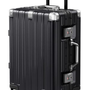 Krute Carry On Luggage Aluminum Frame No Zipper Metal Hardshell PC+ABS Luggage Noble TSA Airline Approved Suitcase with Spinner Wheels 20 Inch Black Krute Carry On Luggage Aluminum Frame No Zipper Metal Hardshell PC+ABS Luggage Noble TSA Airline Approved Suitcase with Spinner Wheels 20 Inch Black