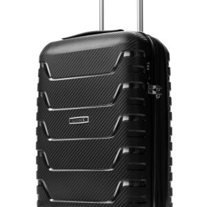 LUGGEX Carry On Luggage 22x14x9 Airline Approved, Expandable Hardshell Suitcase with Spinner Wheels (Black, 20 Inch)