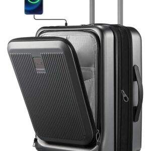 LUGGEX Carry on Luggage 22x14x9 Airline Approved, PC Hard Shell Suitcase with Front Pocket, Expandable Luggage with USB Port (Black, 20 Inch, 36.7L) LUGGEX Carry on Luggage 22x14x9 Airline Approved, PC Hard Shell Suitcase with Front Pocket, Expandable Luggage with USB Port (Black, 20 Inch, 36.7L)