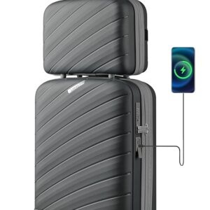 LUGGEX Carry on Luggage, Lightweight Suitcase 2 Piece with Spinner Wheels (Grey, 14/20) LUGGEX Carry on Luggage, Lightweight Suitcase 2 Piece with Spinner Wheels (Grey, 14/20)