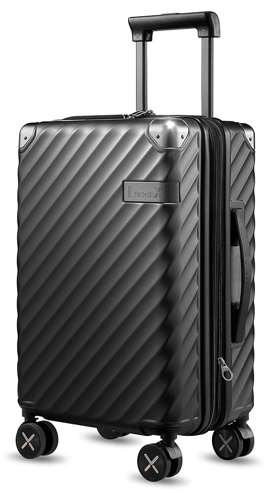 LUGGEX Luggage with Spinner Wheels, Polycarbonate Expandable Hard Shell Suitcase, Carry On 20 Inch, Charcoal Metallic LUGGEX Luggage with Spinner Wheels, Polycarbonate Expandable Hard Shell Suitcase, Carry On 20 Inch, Charcoal Metallic