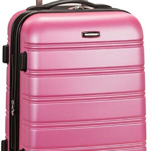 Rockland Melbourne Lightweight Expandable Hardside Spinner Wheel Luggage in Pink Rockland Melbourne Lightweight Expandable Hardside Spinner Wheel Luggage in Pink