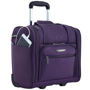 TPRC Smart Under Seat Carry-On Luggage with USB Charging Port, Purple, Underseater 15-Inch TPRC Smart Under Seat Carry-On Luggage with USB Charging Port, Purple, Underseater 15-Inch