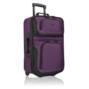 U.S. Traveler Lightweight Rolling 20" Carry On Luggage Softside Suitcase, Purple, 2 Wheel-1 Piece U.S. Traveler Lightweight Rolling 20" Carry On Luggage Softside Suitcase, Purple, 2 Wheel-1 Piece
