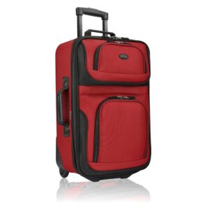U.S. Traveler Lightweight Rolling 20" Carry On Luggage Softside Suitcase, Red, 2 Wheel-1 Piece U.S. Traveler Lightweight Rolling 20" Carry On Luggage Softside Suitcase, Red, 2 Wheel-1 Piece