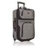 U.S. Traveler Lightweight Rolling 20" Carry On Luggage Softside Suitcase, Grey, 2 Wheel-1 Piece
