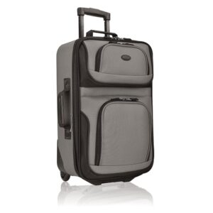 U.S. Traveler Lightweight Rolling 20" Carry On Luggage Softside Suitcase, Grey, 2 Wheel-1 Piece U.S. Traveler Lightweight Rolling 20" Carry On Luggage Softside Suitcase, Grey, 2 Wheel-1 Piece