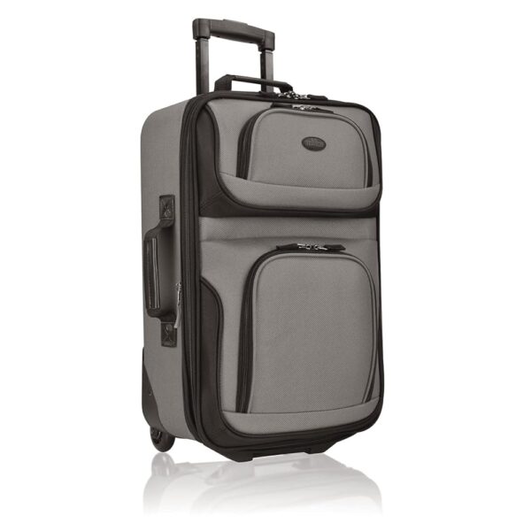 U.S. Traveler Lightweight Rolling 20" Carry On Luggage Softside Suitcase, Grey, 2 Wheel-1 Piece