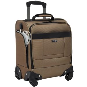 Wrangler 4-Wheel Spinner Luggage with Side USB Port, Mocha, 17-Inch Underseat Carry-On Wrangler 4-Wheel Spinner Luggage with Side USB Port, Mocha, 17-Inch Underseat Carry-On