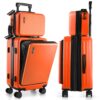 22 Inch Carry On Luggage, Carry On Suitcase with Wheels, Hardside Luggage Carry-On, Expandable Orange Small Suitcase, Hard Shell Carry-on Luggage, Spinner Luggage with Cosmetic Bag 22 Inch Carry On Luggage, Carry On Suitcase with Wheels, Hardside Luggage Carry-On, Expandable Orange Small Suitcase, Hard Shell Carry-on Luggage, Spinner Luggage with Cosmetic Bag