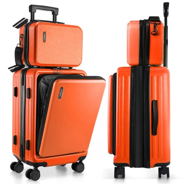 22 Inch Carry On Luggage, Carry On Suitcase with Wheels, Hardside Luggage Carry-On, Expandable Orange Small Suitcase, Hard Shell Carry-on Luggage, Spinner Luggage with Cosmetic Bag 22 Inch Carry On Luggage, Carry On Suitcase with Wheels, Hardside Luggage Carry-On, Expandable Orange Small Suitcase, Hard Shell Carry-on Luggage, Spinner Luggage with Cosmetic Bag
