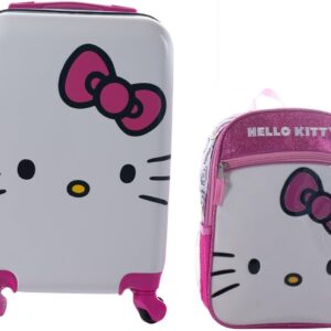 AI ACCESSORY INNOVATIONS Hello Kitty Girls Luggage and Backpack Set - 18" Luggage Suitcase With Wheels, 13.75" Backpack