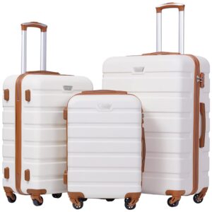 Coolife Luggage 3 Piece Set Suitcase Spinner Hardshell Lightweight TSA Lock (apricot white, 3 piece set(20in24in28in)) Coolife Luggage 3 Piece Set Suitcase Spinner Hardshell Lightweight TSA Lock (apricot white, 3 piece set(20in24in28in))