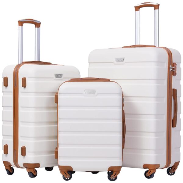 Coolife Luggage 3 Piece Set Suitcase Spinner Hardshell Lightweight TSA Lock (apricot white, 3 piece set(20in24in28in)) Coolife Luggage 3 Piece Set Suitcase Spinner Hardshell Lightweight TSA Lock (apricot white, 3 piece set(20in24in28in))