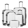 Coolife Luggage Expandable 5 Piece Sets PC+ABS Spinner Suitcase 20 inch 24 inch 28 inch (white grid new) Coolife Luggage Expandable 5 Piece Sets PC+ABS Spinner Suitcase 20 inch 24 inch 28 inch (white grid new)