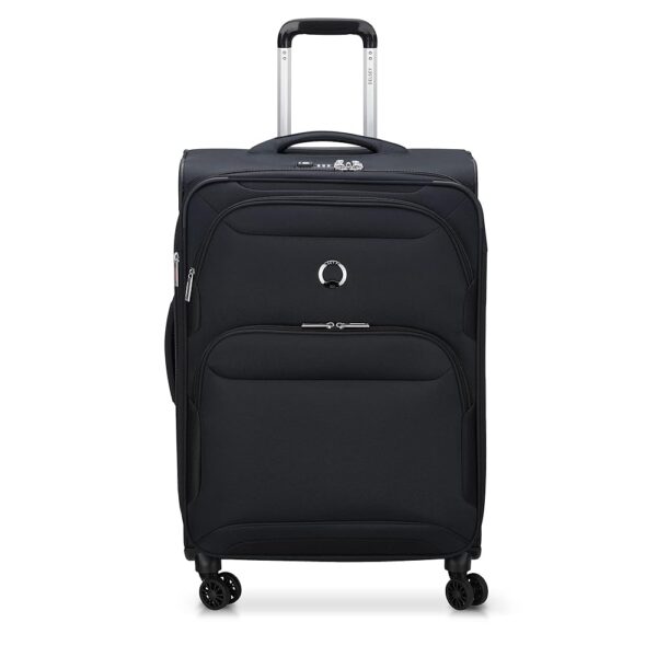 DELSEY PARIS Sky Max 2.0 Softside Expandable Luggage with Spinner Wheels, Black, Checked-Medium, 24 Inch