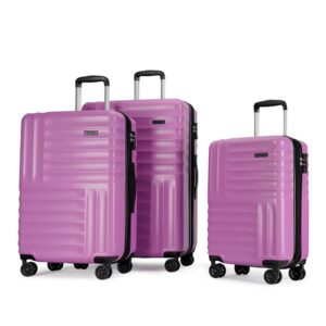 GinzaTravel 3-Piece Luggage Sets Expandable Suitcases with 4 Wheels PC+ABS Durable Hardside Luggage sets TSA lock (Purple, 3-Piece Set(20"/25"/29"))