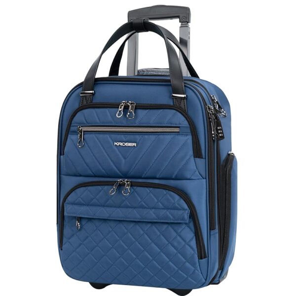 KROSER Carry On Underseat Multi-functional, 16-inch Underseater Lightweight Overnight Suitcase for Women, Haze Blue KROSER Carry On Underseat Multi-functional, 16-inch Underseater Lightweight Overnight Suitcase for Women, Haze Blue