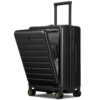 LEVEL8 Carry On Luggage with Compartment, 20 Inch Lightweight Hard Shell Rolling Suitcase with Wheels Airline Approved with Front Pocket, Double Tsa Locks, Black LEVEL8 Carry On Luggage with Compartment, 20 Inch Lightweight Hard Shell Rolling Suitcase with Wheels Airline Approved with Front Pocket, Double Tsa Locks, Black
