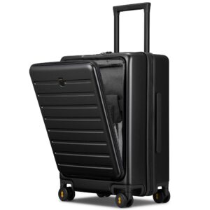 LEVEL8 Carry On Luggage with Compartment, 20 Inch Lightweight Hard Shell Rolling Suitcase with Wheels Airline Approved with Front Pocket, Double Tsa Locks, Black LEVEL8 Carry On Luggage with Compartment, 20 Inch Lightweight Hard Shell Rolling Suitcase with Wheels Airline Approved with Front Pocket, Double Tsa Locks, Black
