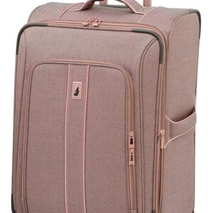 LONDON FOG Newcastle Softside Expandable Spinner Luggage, Rose Charcoal Herringbone, Checked-Medium 24-Inch