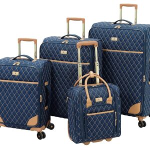 LONDON FOG Queensbury With Lightweight, Expandable, Telescoping Handles, Navy, 4 Piece